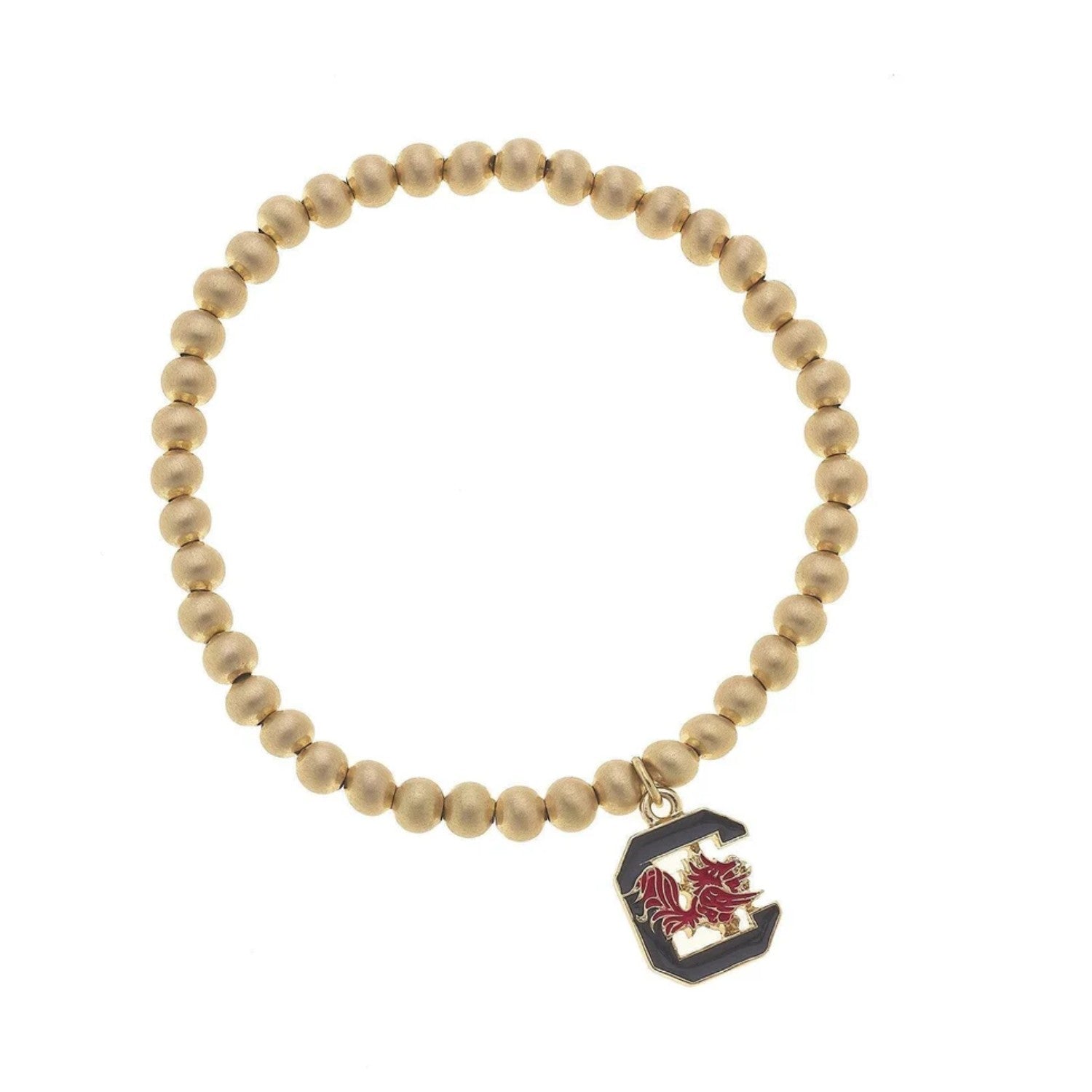 SOUTH CAROLINA GAMECOCKS GOLD TONE BALL BLOCK C DANGLE BRACELET
