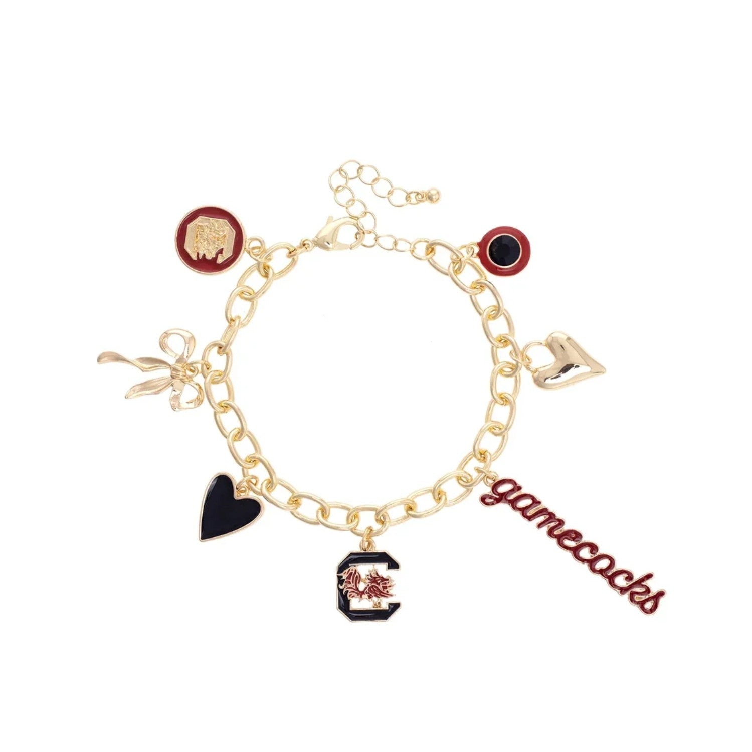 SOUTH CAROLINA GAMECOCKS GOLD TONE ICONS CHARM BRACELET