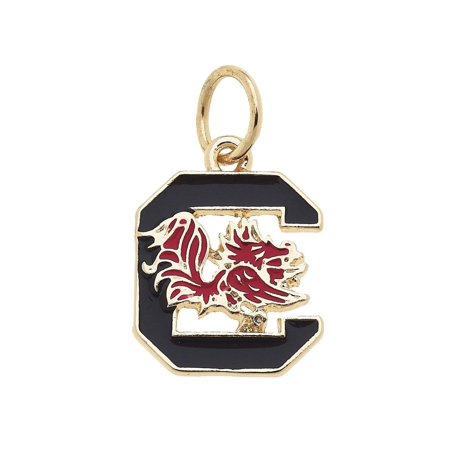 SOUTH CAROLINA GAMECOCKS GOLD TONE BLOCK C ENAMEL CHARM