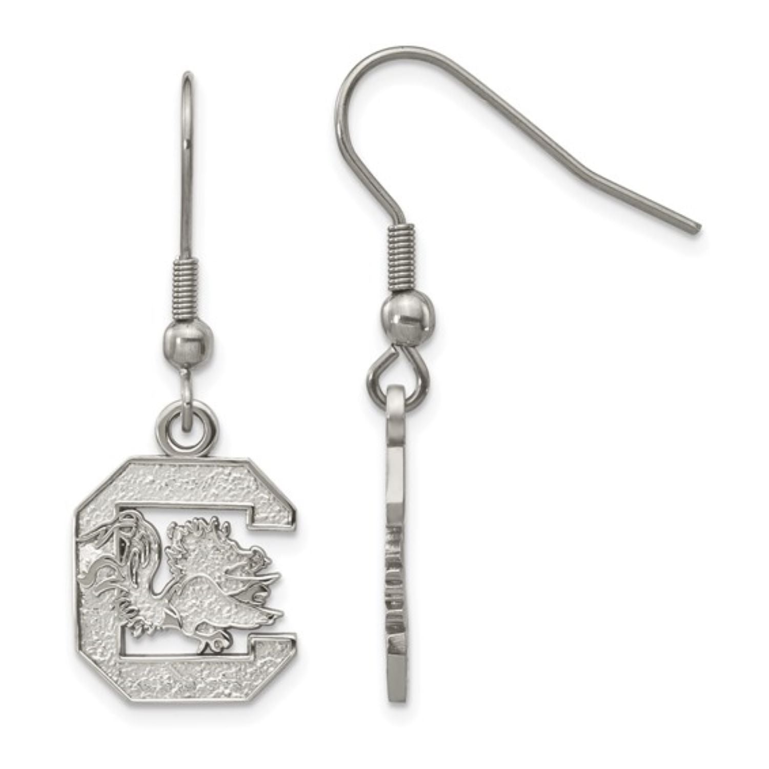 SOUTH CAROLINA STAINLESS STEEL BLOCK C DANGLE EARRINGS