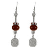 SOUTH CAROLINA SILVER TONE BLOCK C WITH BEADS DANGLE EARRINGS