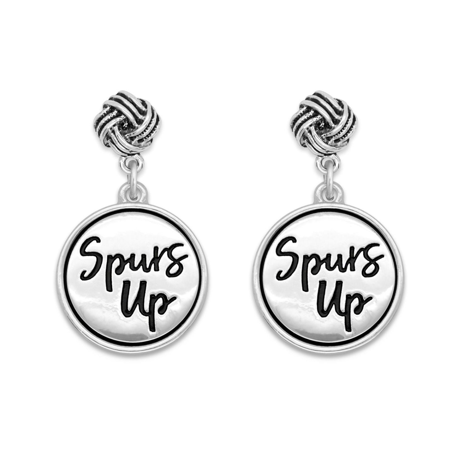 SOUTH CAROLINA GAMECOCKS SILVER TONE SPURS UP EARRINGS