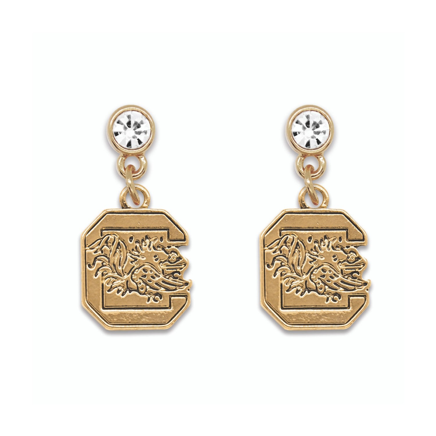 SOUTH CAROLINA GAMECOCKS GOLD TONE LYDIA EARRINGS