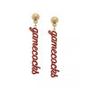 SOUTH CAROLINA GAMECOCKS CURSIVE GOLD TONE DROP EARRINGS