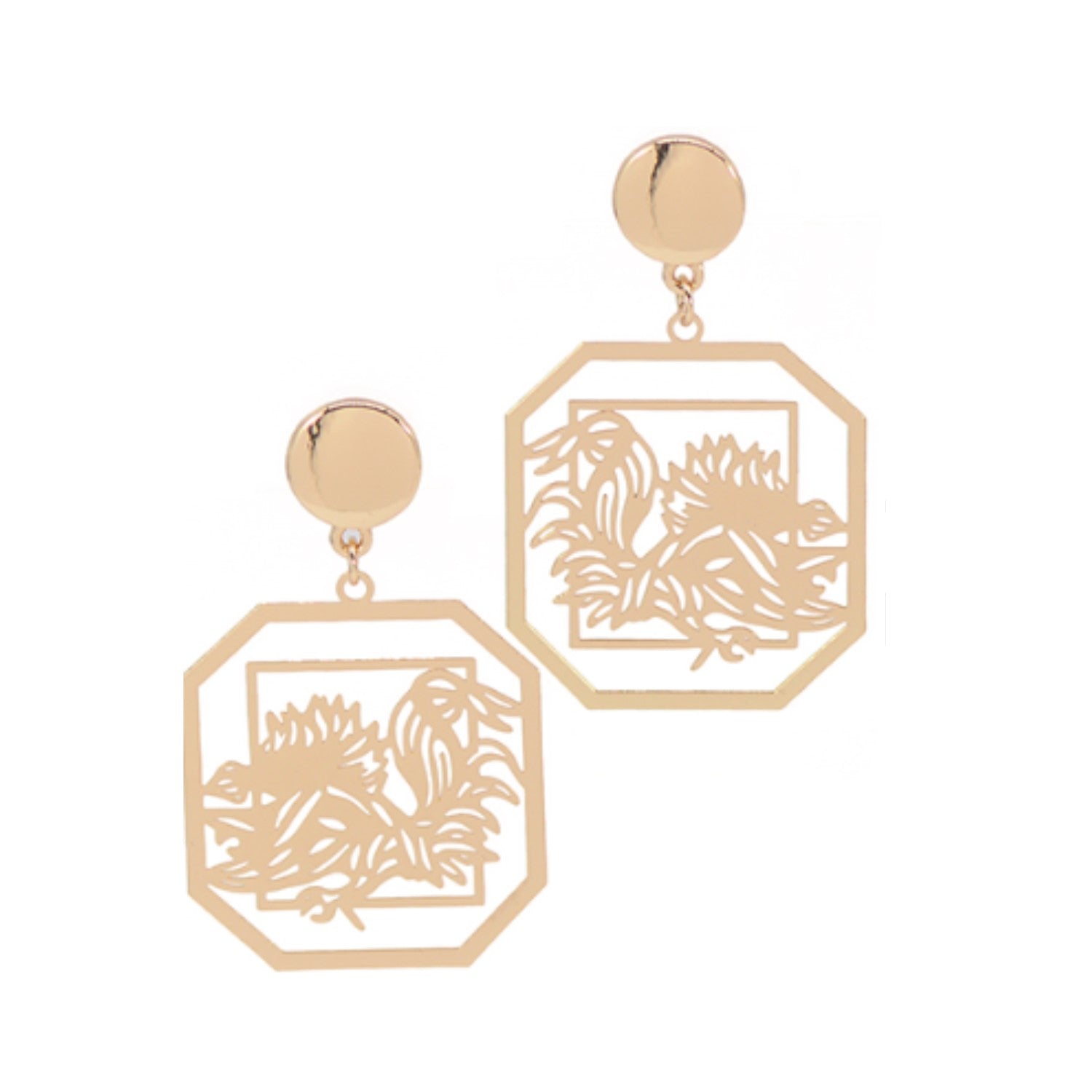 SOUTH CAROLINA GAMECOCKS GOLD TONE BLOCK C EARRINGS