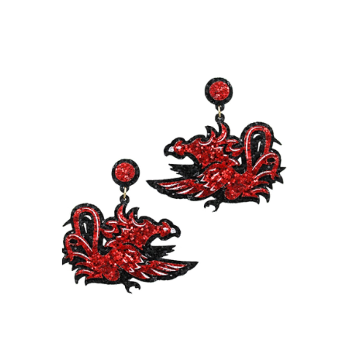 SOUTH CAROLINA GAMECOCKS GLITTER GAMECOCK EARRINGS