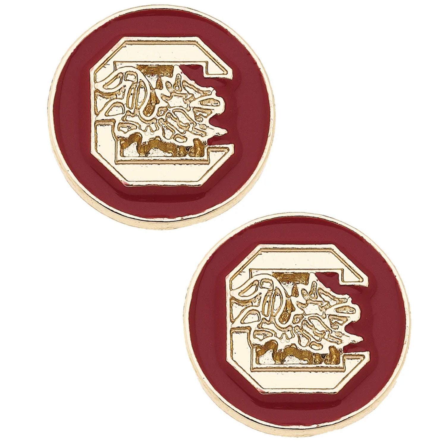 SOUTH CAROLINA GAMECOCKS GOLD TONE BLOCK C STUD EARRINGS