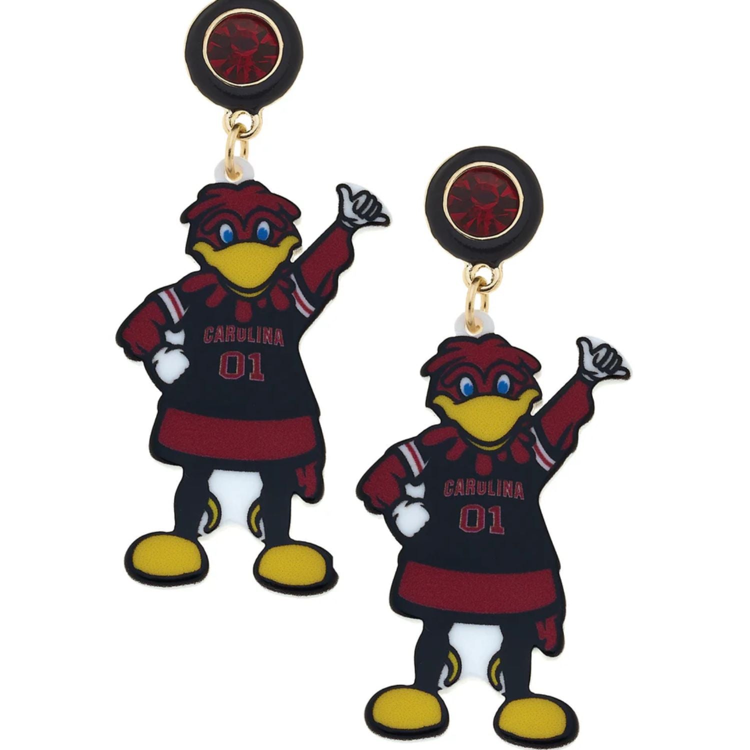 SOUTH CAROLINA GAMECOCKS COCKY DANGLE EARRINGS