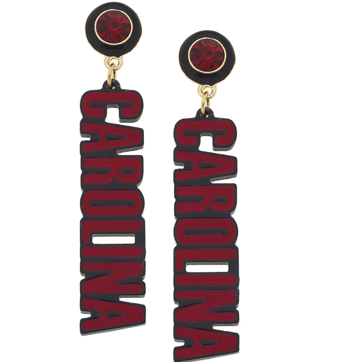 SOUTH CAROLINA GAMECOCKS GARNET CAROLINA DANGLE EARRINGS