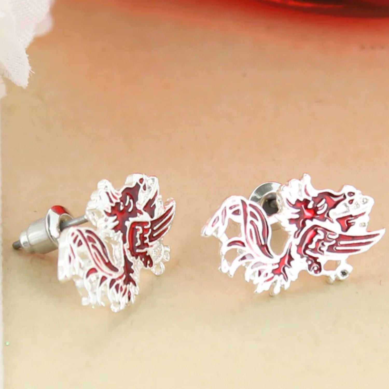 SOUTH CAROLINA GAMECOCKS ENAMEL GAMECOCK STUD EARRINGS