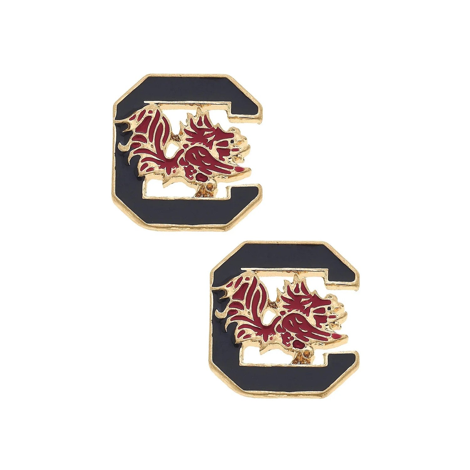 SOUTH CAROLINA GAMEOCCKS GOLD TONE BLOCK C ENAMEL STUDS