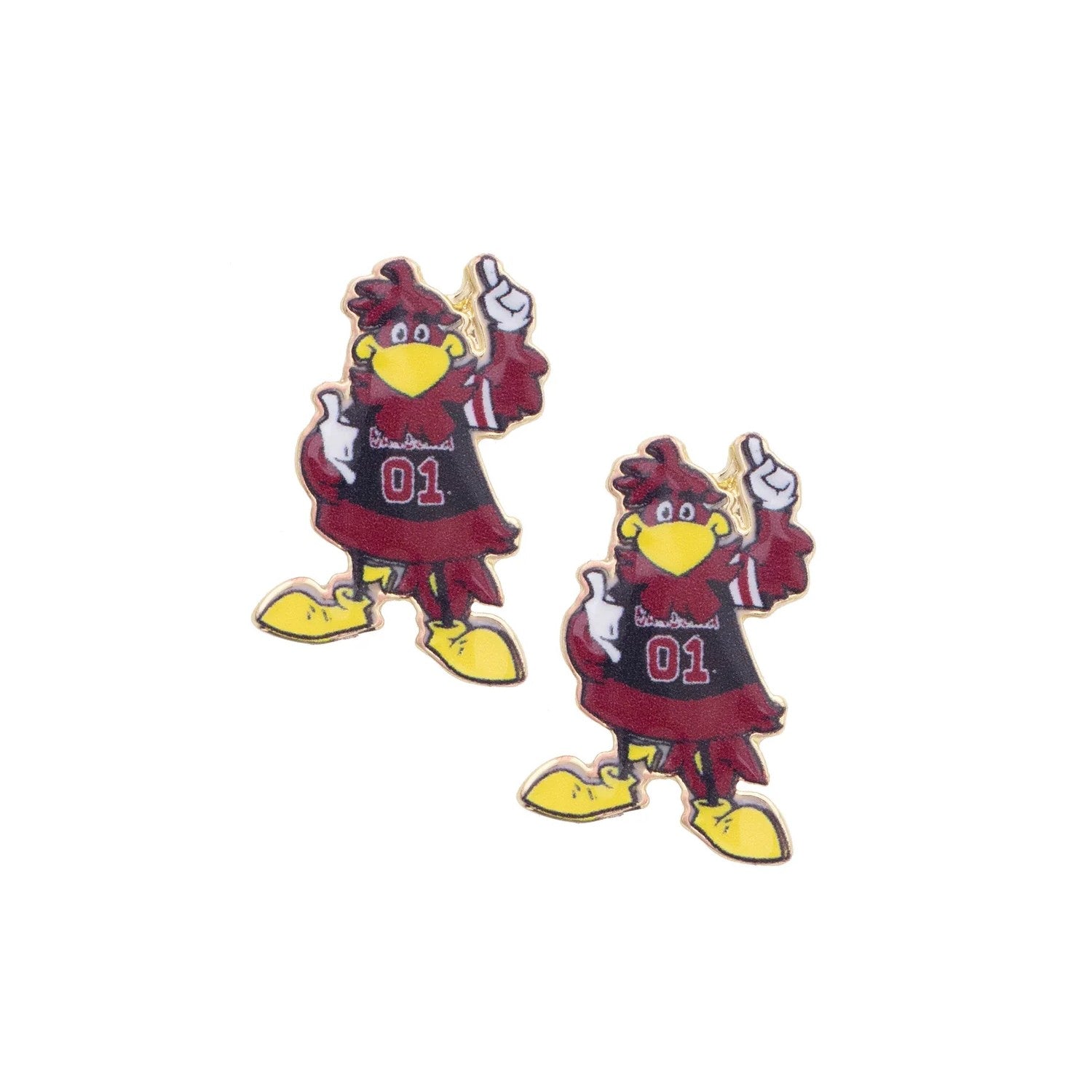 SOUTH CAROLINA GAMECOCKS GOLD TONE COCKY ENAMEL STUD EARRINGS