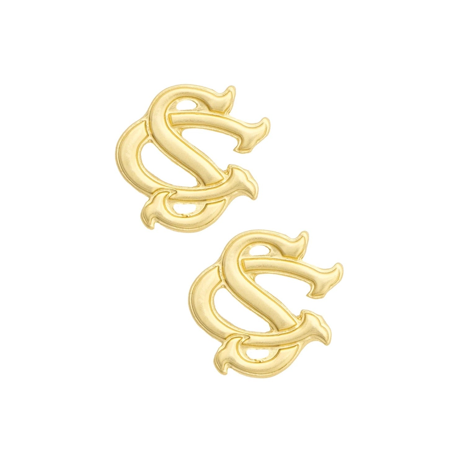 SOUTH CAROLINA GAMECOCKS INTERLOCKING SC GOLD TONE STUDS