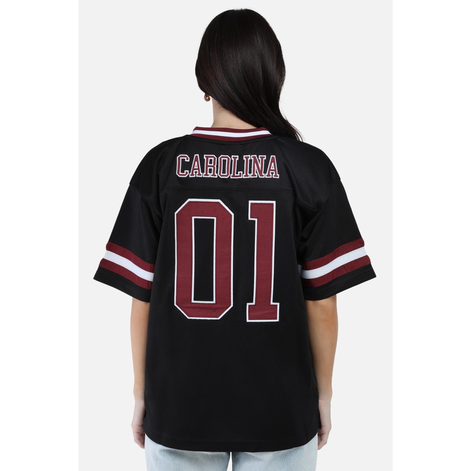 SOUTH CAROLINA GAMECOCKS BLACK BUTTON DOWN LADIES FOOTBALL JERSEY
