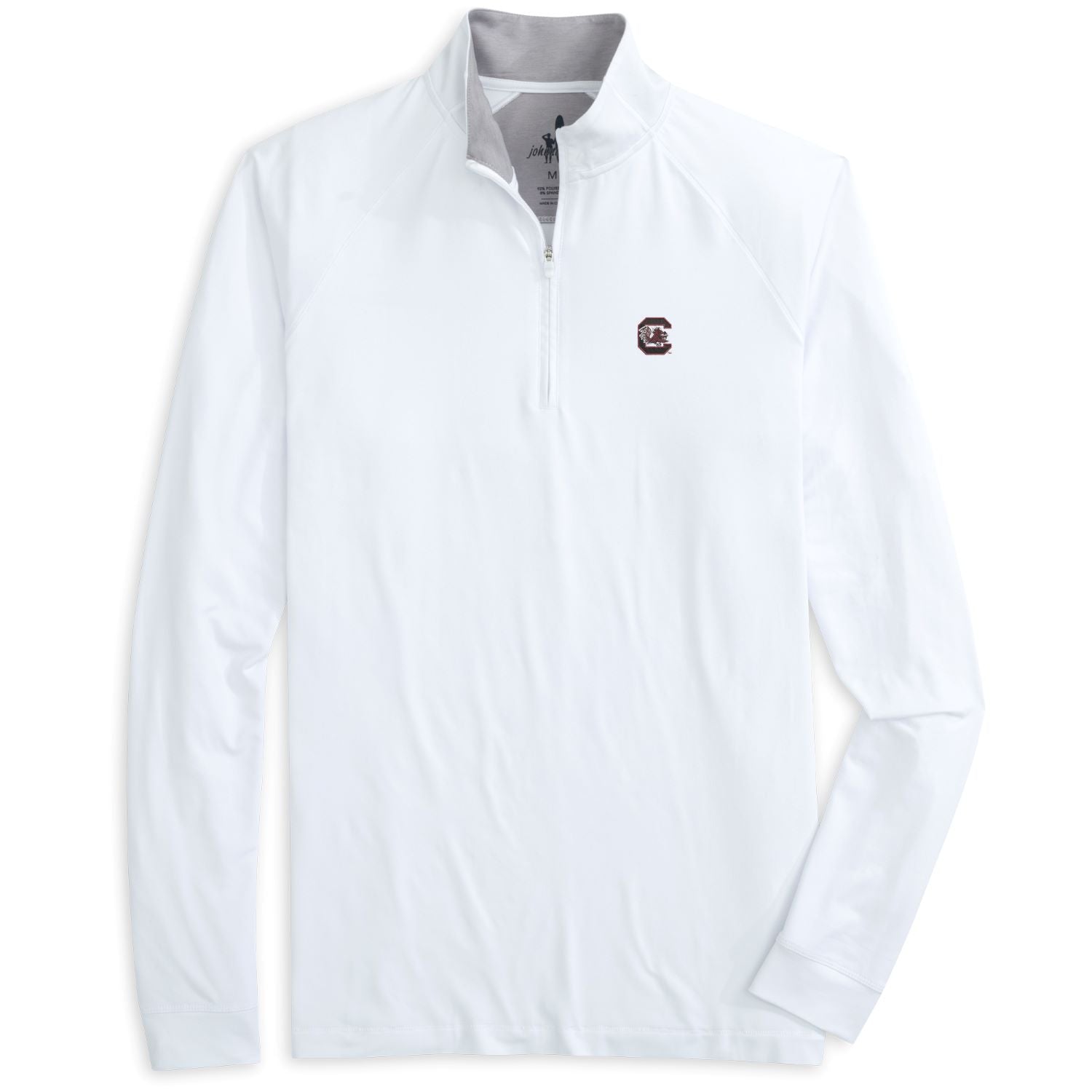 SOUTH CAROLINA GAMECOCKS WHITE 1/4 ZIP BLOCK C PULLOVER BY JOHNNIE-O
