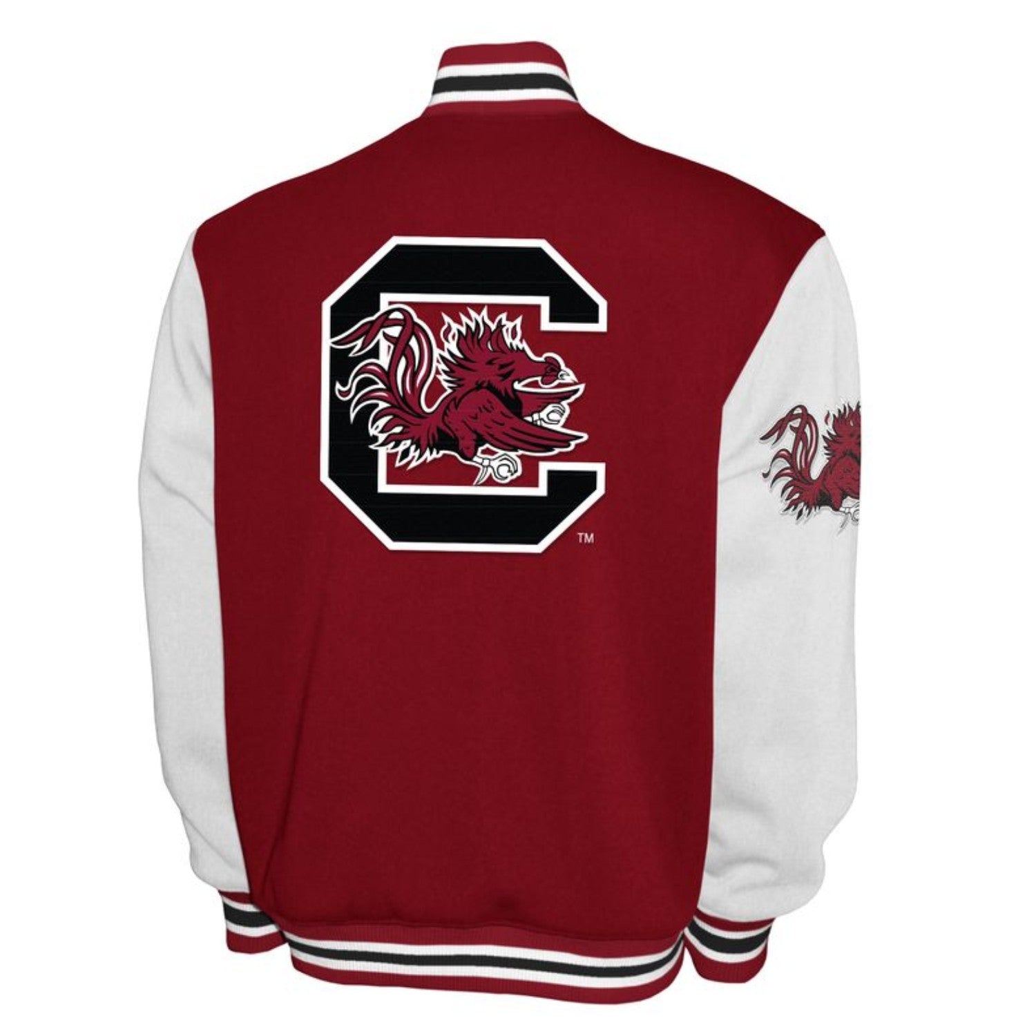 SOUTH CAROLINA GAMECOCKS GARNET AND WHITE VARSITY FLEECE JACKET