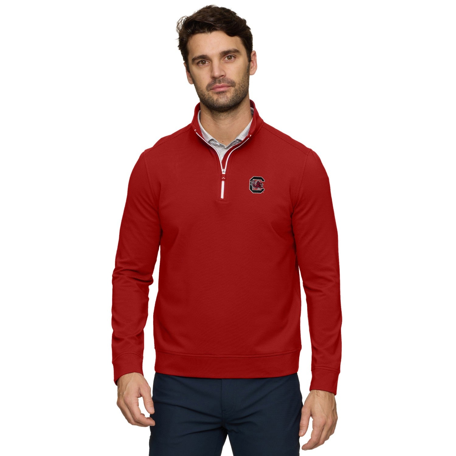 SOUTH CAROLINA GAMECOCKS GARNET BLOCK C FOLEY 1/4 ZIP PULLOVER