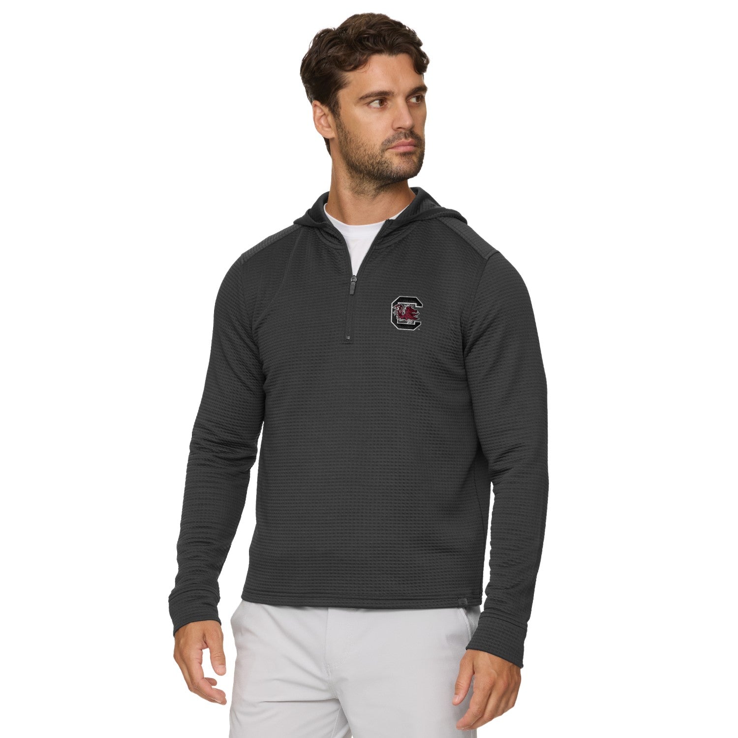 SOUTH CAROLINA GAMECOCKS BLACK BLOCK C WAFFLE 1/4 ZIP HOOD