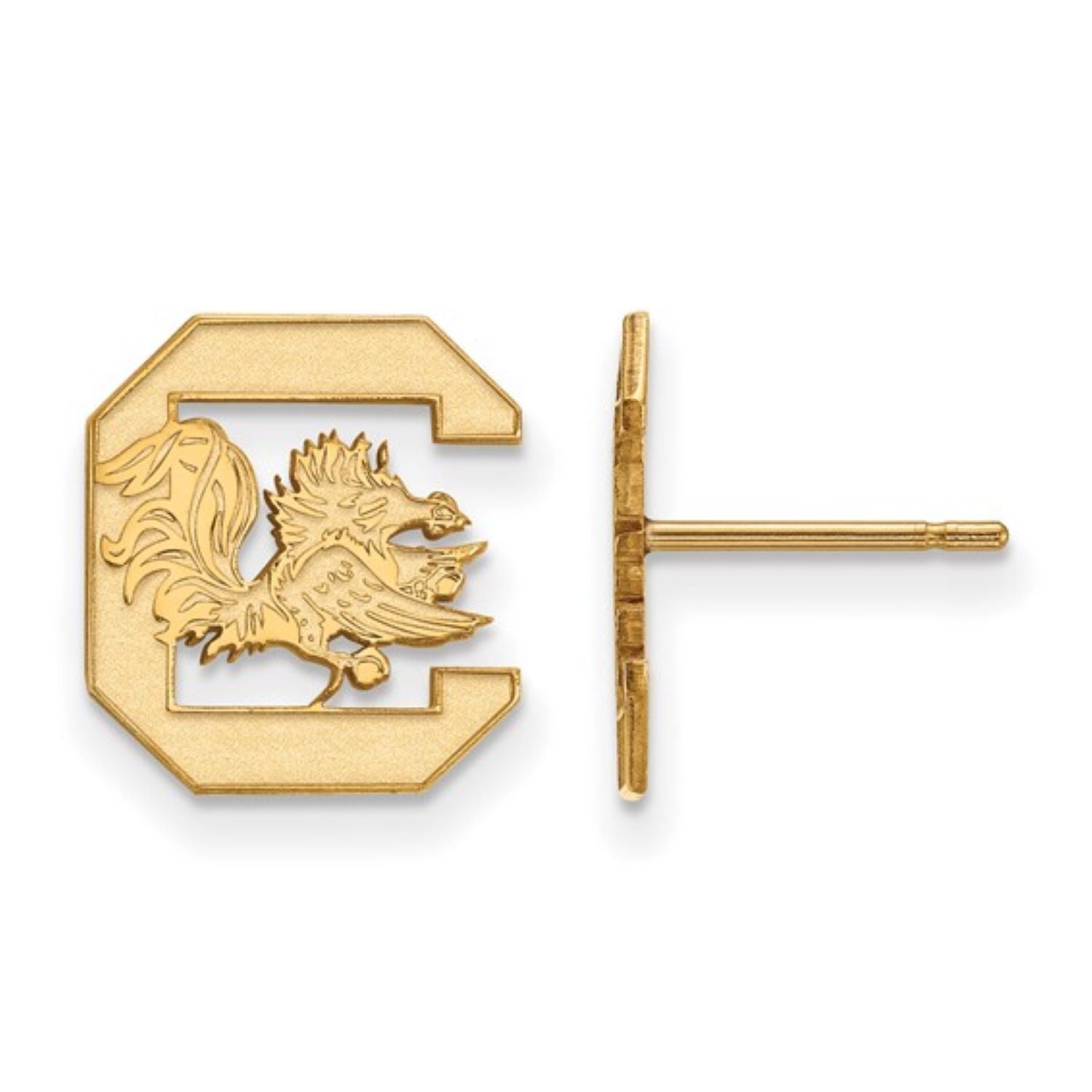 SOUTH CAROLINA 10K YELLOW GOLD BLOCK C POST EARRINGS