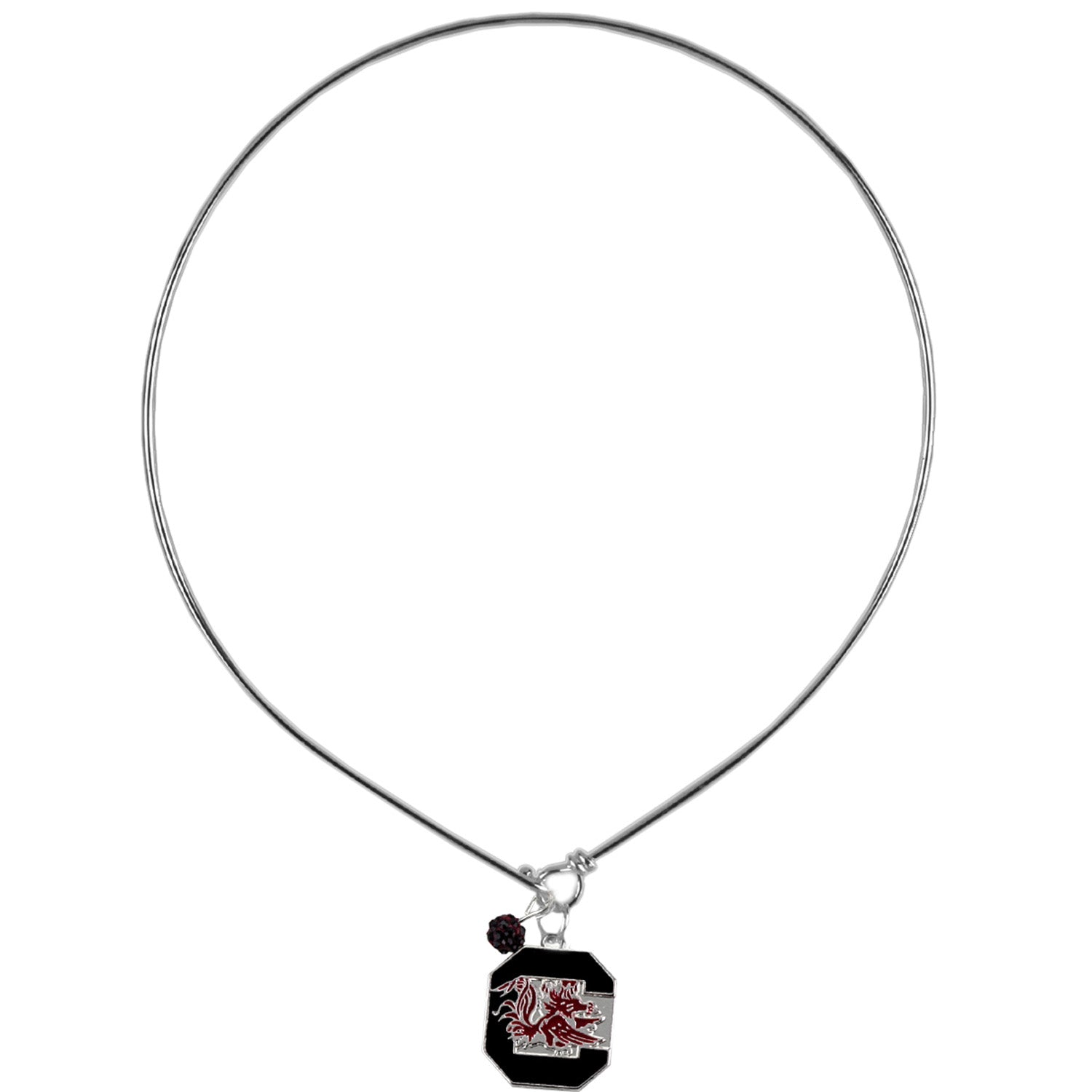 SOUTH CAROLINA SILVER TONE BLOCK C NECKLACE