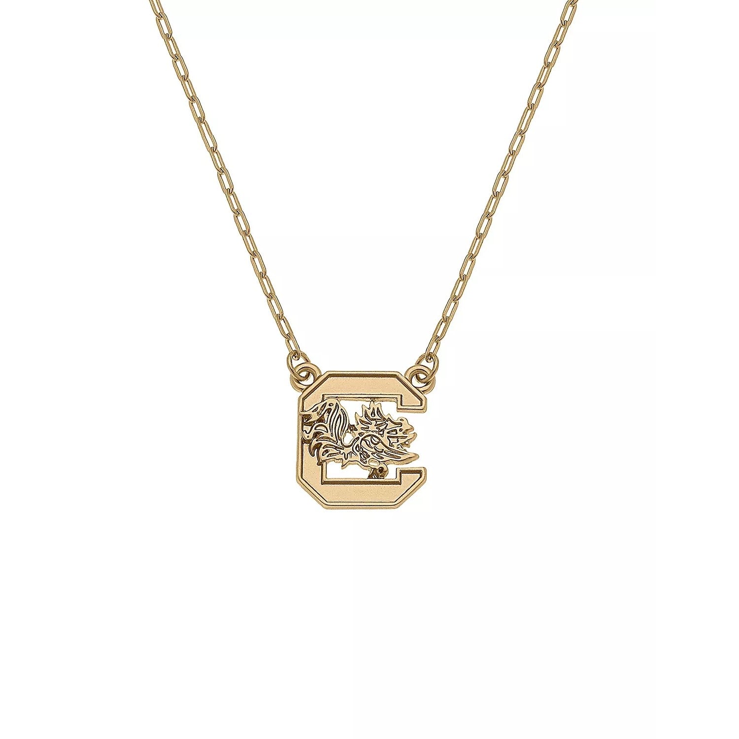 SOUTH CAROLINA GAMECOCKS GOLD TONE BLOCK C NECKLACE