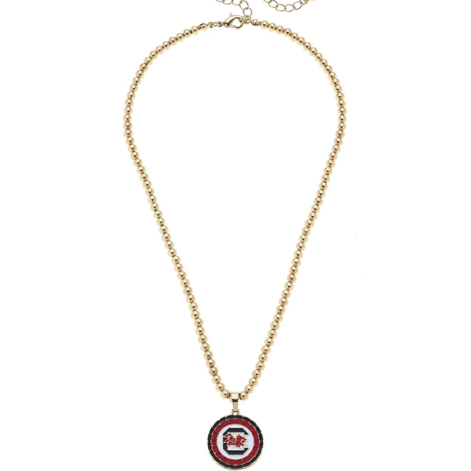 SOUTH CAROLINA GAMECOCKS GOLD TONE BLOCK C DISC NECKLACE