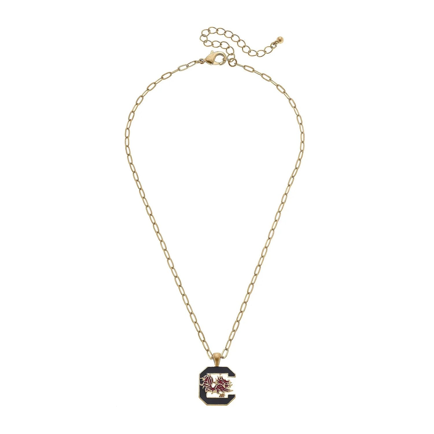 SOUTH CAROLINA GAMEOCCKS GOLD TONE BLOCK C ENAMEL NECKLACE