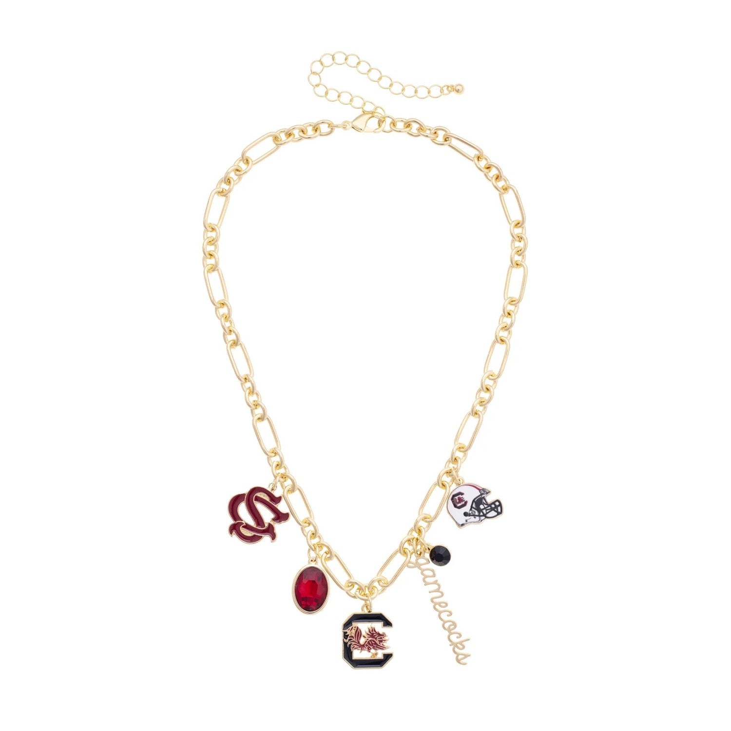 SOUTH CAROLINA GAMECOCKS GOLD TONE GAMEDAY CHARM NECKLACE