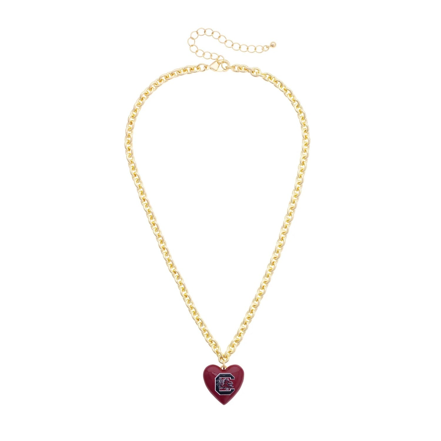 SOUTH CAROLINA GAMECOCKS GOLD TONE HEART DROP NECKLACE