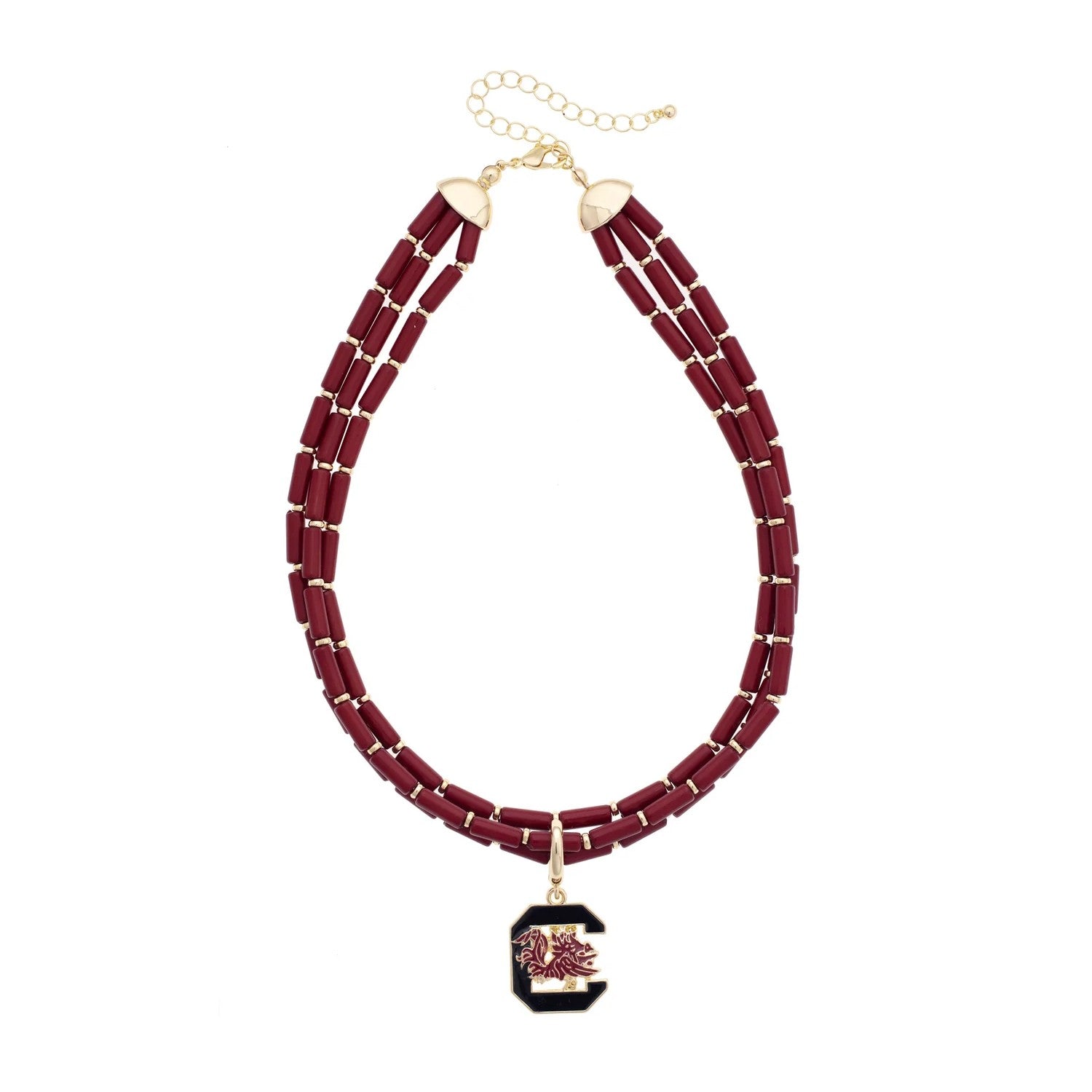 SOUTH CAROLINA GAMECOCKS GOLD TONE MULTI STRAND BEADED NECKLACE