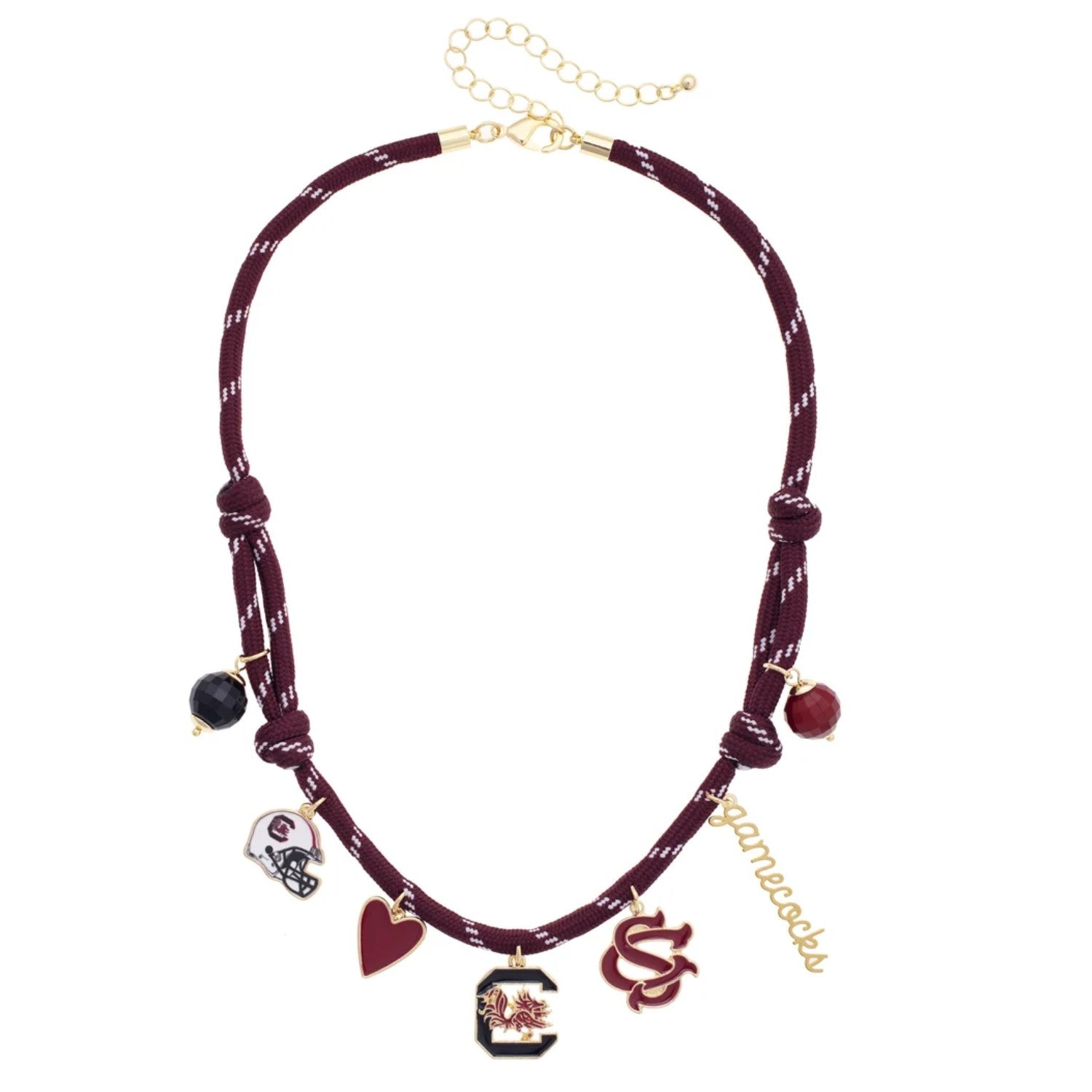 SOUTH CAROLINA GAMECOCKS PARACORD CHARM NECKLACE
