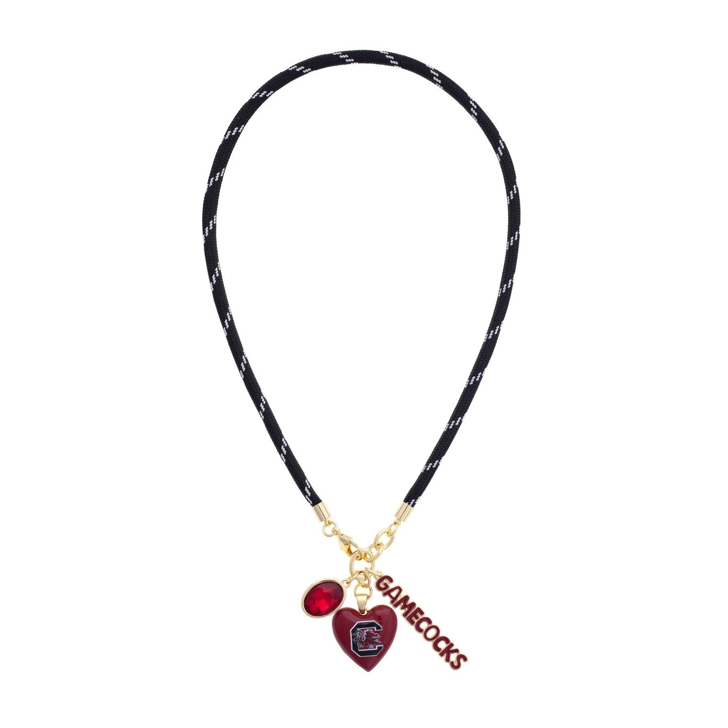 SOUTH CAROLINA GAMECOCKS BLACK PARACORD HEART NECKLACE