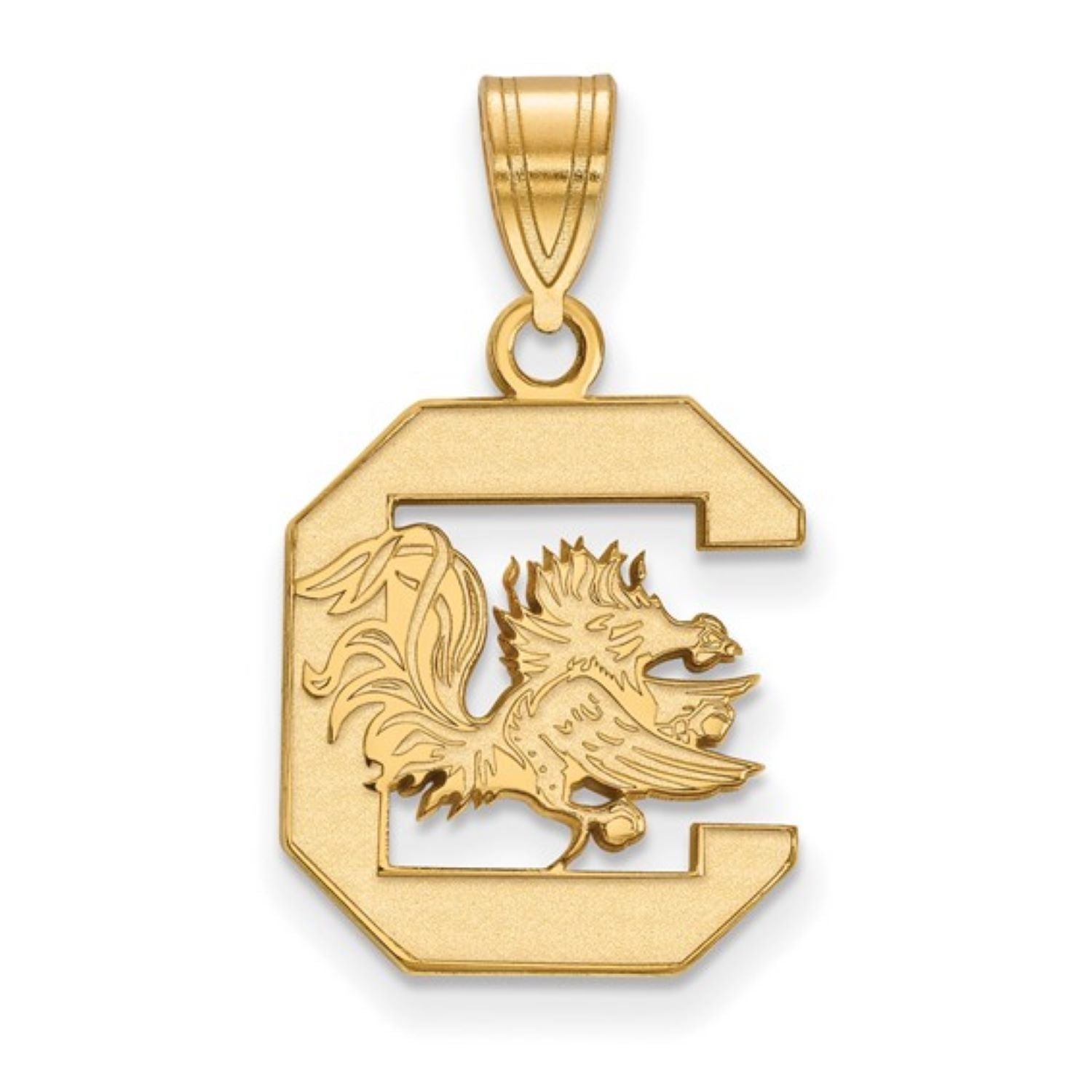 SOUTH CAROLINA GOLD PLATED STERLING SILVER MEDIUM BLOCK C PENDANT
