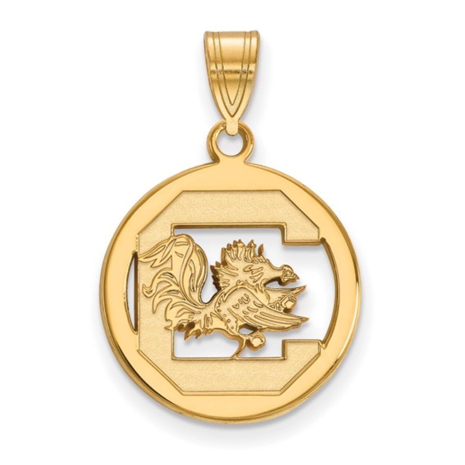 SOUTH CAROLINA GOLD PLATED STERLING SILVER BLOCK C IN CIRCLE PENDANT