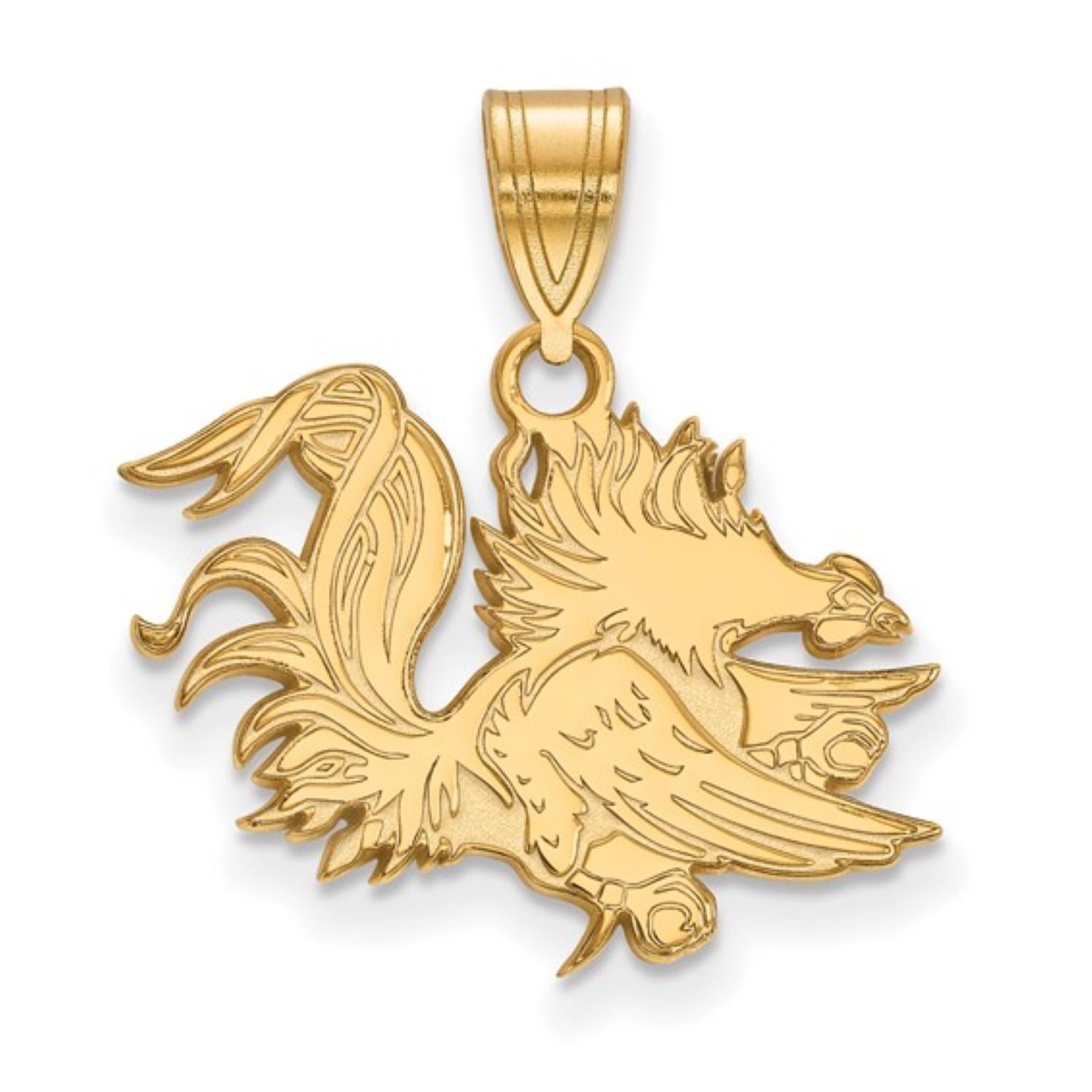 SOUTH CAROLINA GOLD PLATED STERLING SILVER MEDIUM GAMECOCK PENDANT