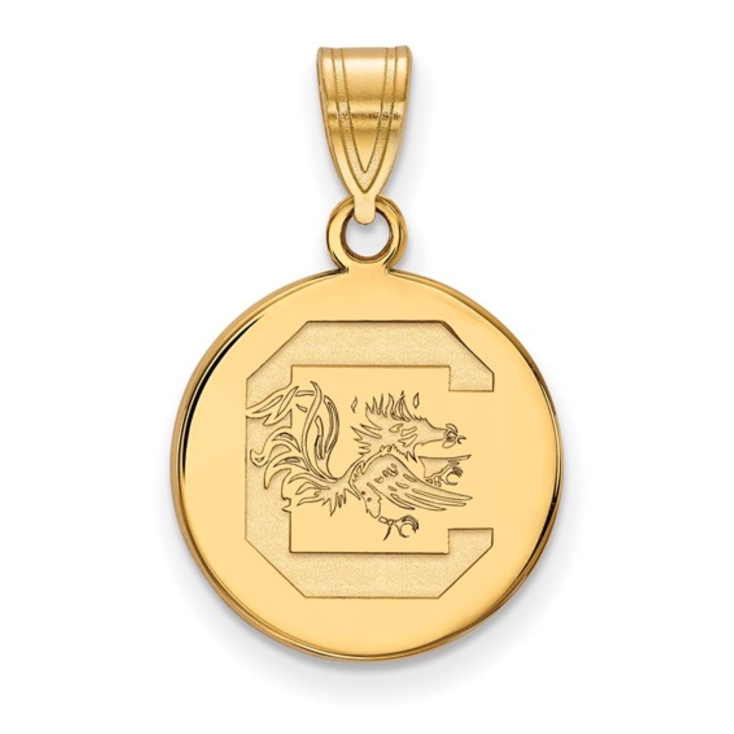 SOUTH CAROLINA GOLD PLATED STERLING SILVER MEDIUM BLOCK C DISC PENDANT