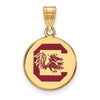 SOUTH CAROLINA GOLD PLATED STERLING SILVER MEDIUM ENAMEL BLOCK C DISC PENDANT