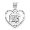 SOUTH CAROLINA STERLING SILVER BLOCK C IN HEART PENDANT