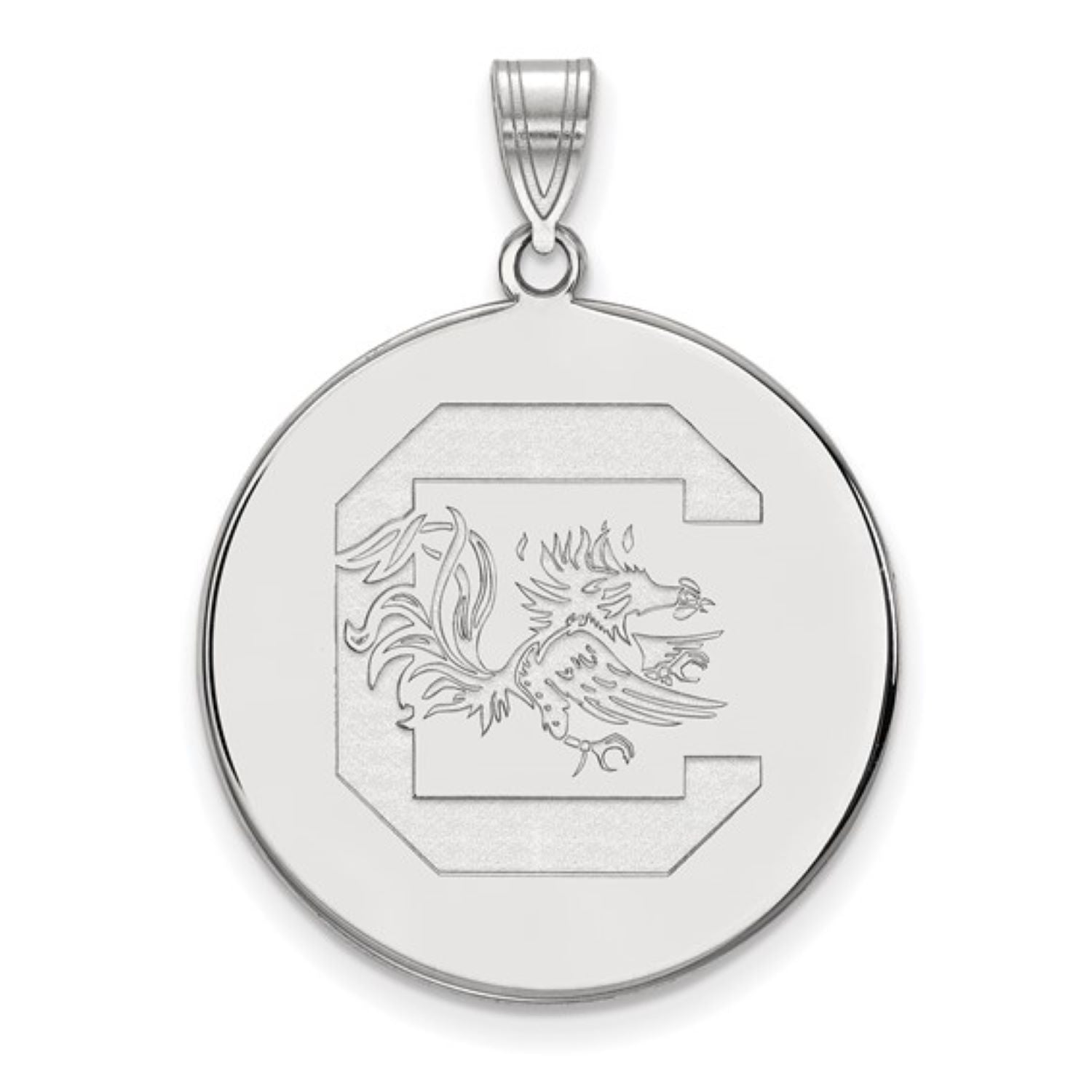 SOUTH CAROLINA STERLING SILVER EXTRA LARGE BLOCK C DISC PENDANT