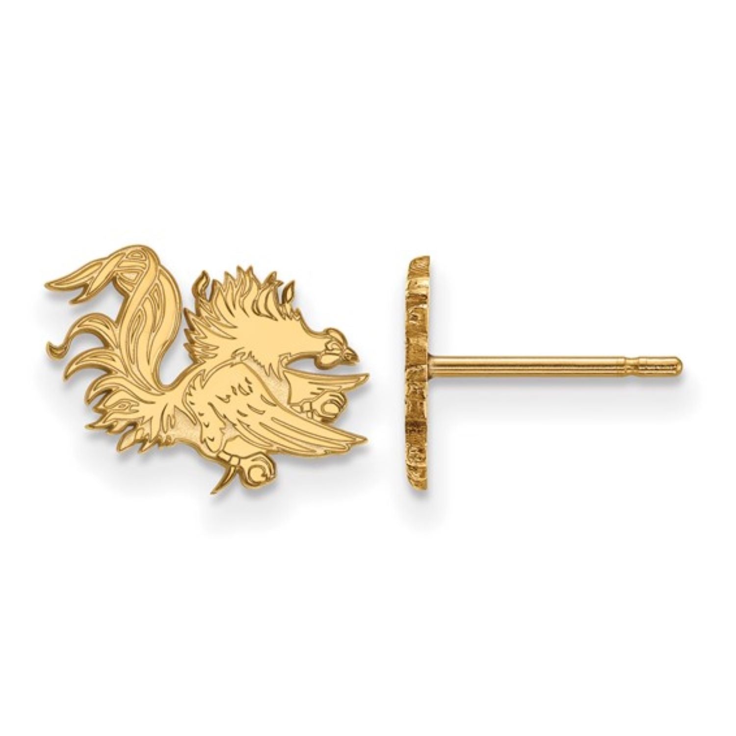 SOUTH CAROLINA GOLD PLATED STERLING SILVER EXTRA SMALL GAMECOCK STUD EARRINGS