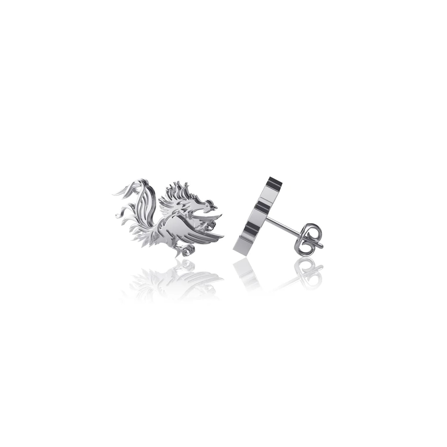 SOUTH CAROLINA GAMECOCKS STERLING SILVER GAMECOCK STUD EARRINGS