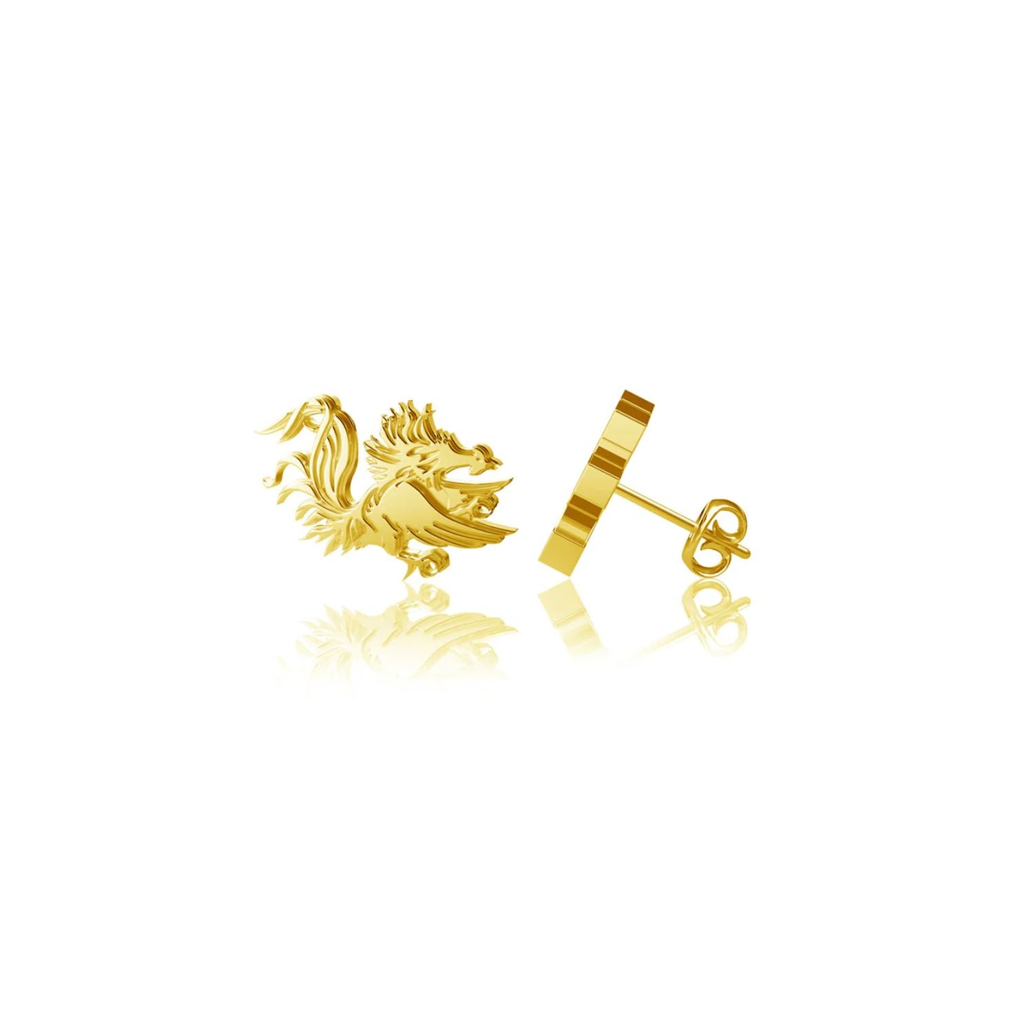 SOUTH CAROLINA GAMECOCKS GOLD PLATED STERLING SILVER GAMECOCK STUD EARRINGS