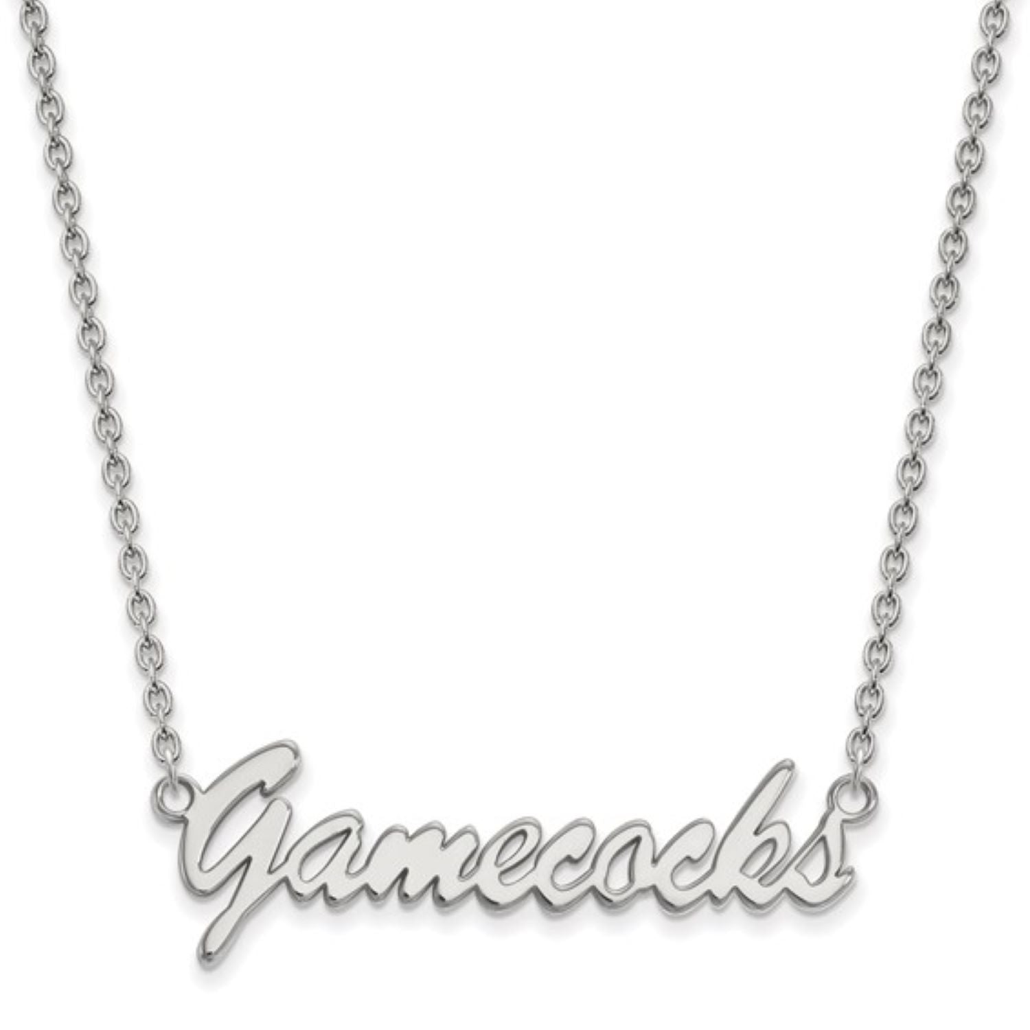 SOUTH CAROLINA STERLING SILVER 18&quot; GAMECOCKS CURSIVE NECKLACE