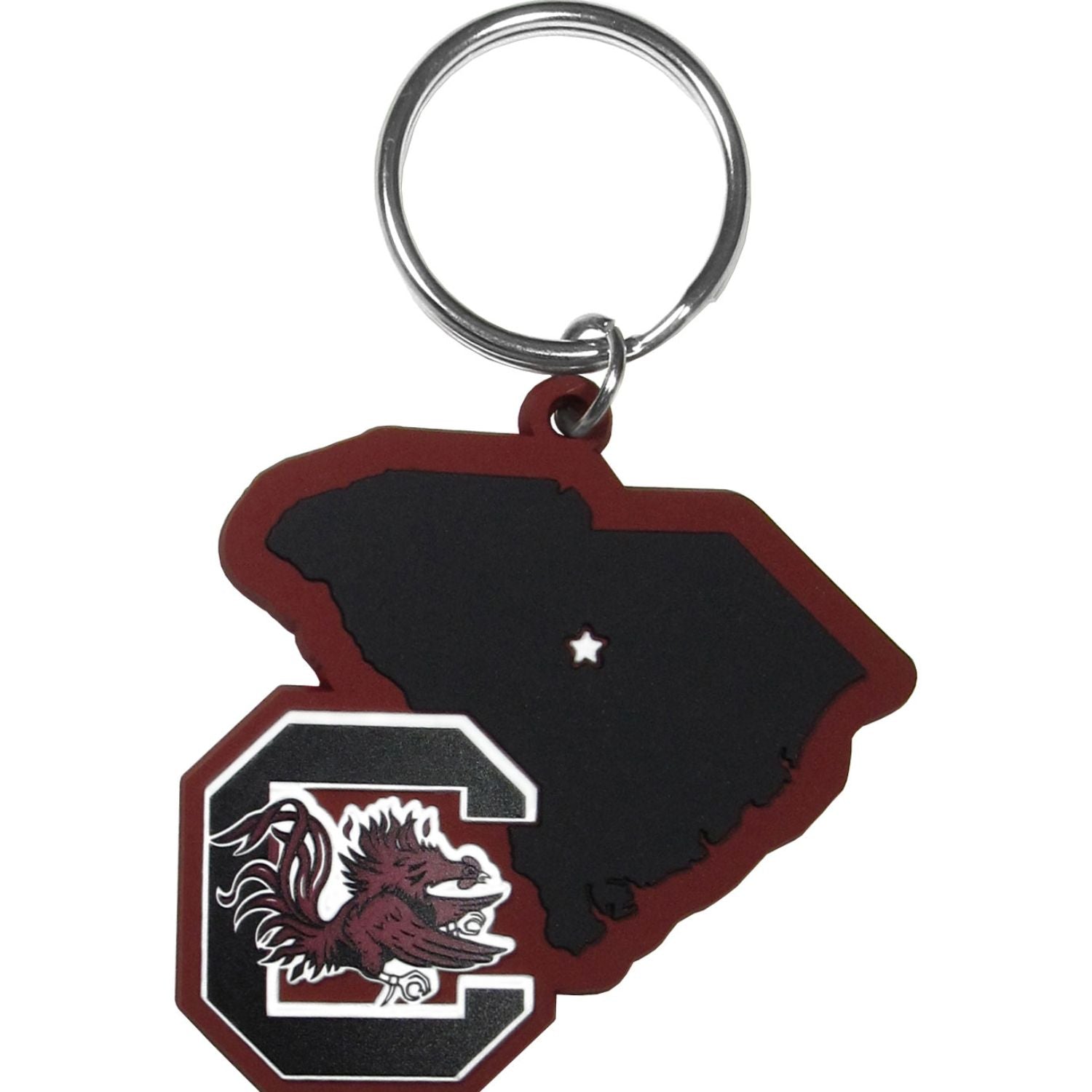 SOUTH CAROLINA GAMECOCKS BLACK STATE WITH BLOCK C KEYRING