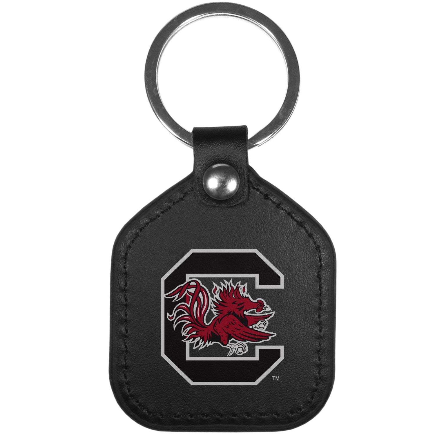 SOUTH CAROLINA GAMECOCKS LEATHER BLACK BLOCK C PRINT KEYRING