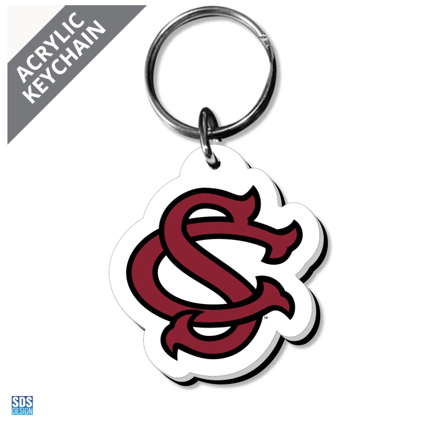 SOUTH CAROLINA GAMECOCKS INTERLOCKING SC KEYCHAIN