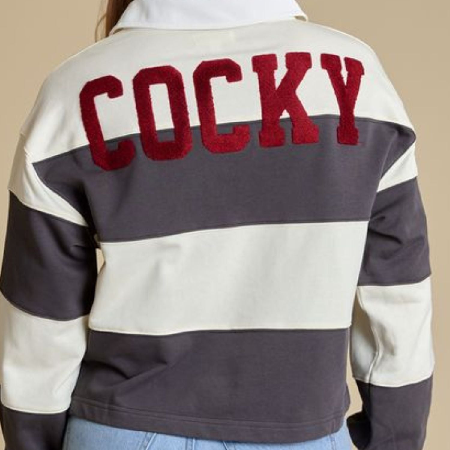 SOUTH CAROLINA GAMECOCKS WHITE/BLACK C BLOCK LONGSLEEVE RUGBY TOP
