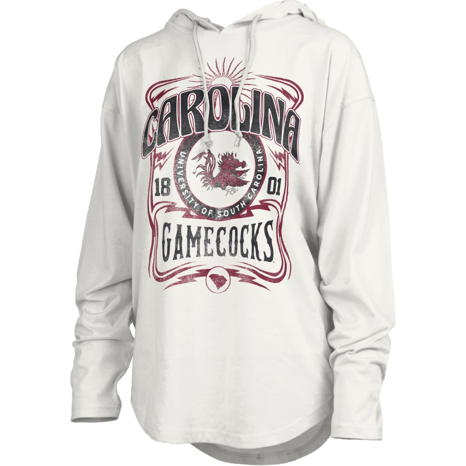 SOUTH CAROLINA GAMECOCKS WHITE RANGO LONG SLEEVE HOODED TEE