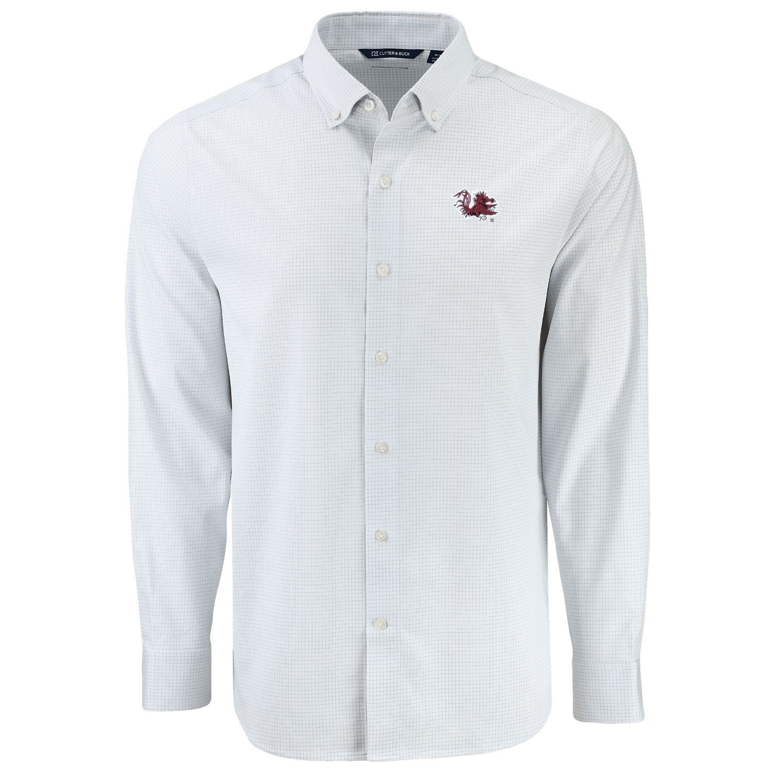 SOUTH CAROLINA GAMECOCKS WHITE WINDOWPANE LONG SLEEVE DRESS SHIRT