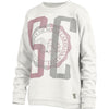 WHITE SC OVER PRINT LADIES CREW